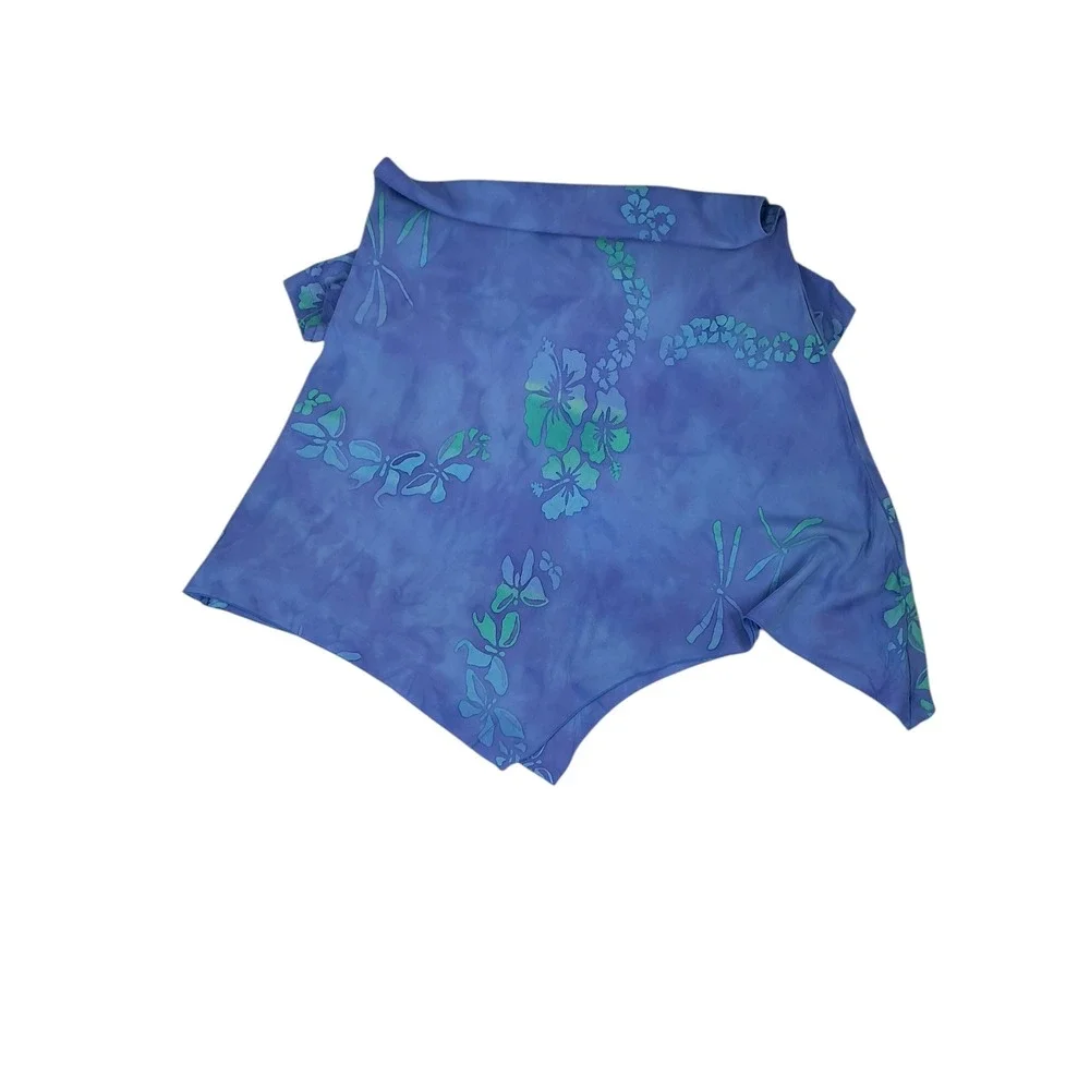 Tropical Tantrum Blue Hawaiian Floral Print Dress V Neck ShortSleeve Casual Mumu - Picture 12 of 16